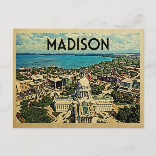 Madison Wisconsin Postcard Vintage Travel