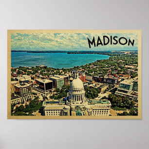 Madison Wisconsin Poster Vintage Travel Skyline