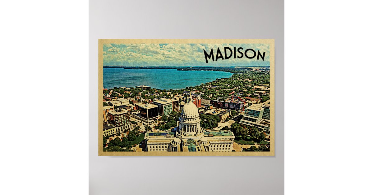 Madison Wisconsin Poster Vintage Travel Skyline Zazzle