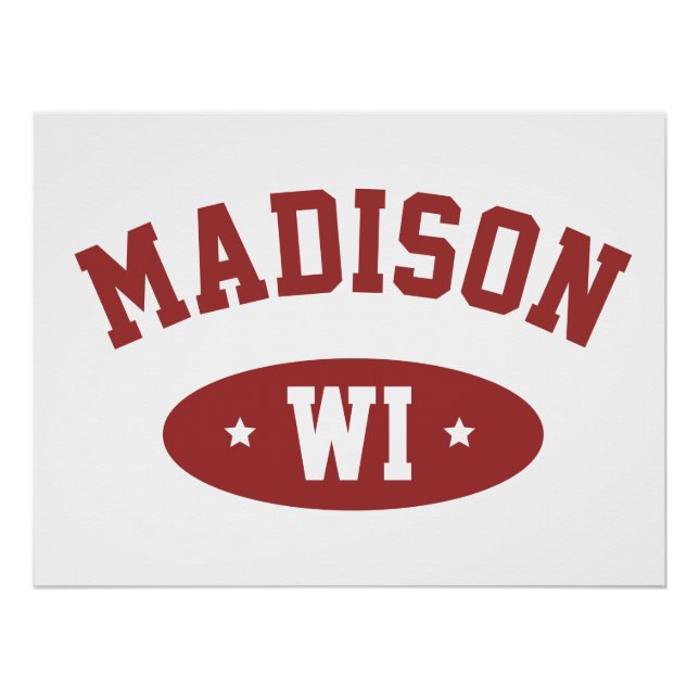 Madison Wisconsin Retro Sporty Typography Wall Art (Front)