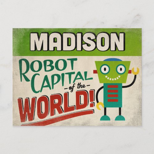 Madison Wisconsin Robot _ Funny Vintage Postcard