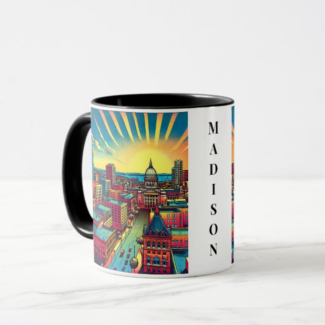 Madison, Wisconsin Skyline at Sunset   Mug (Front Left)