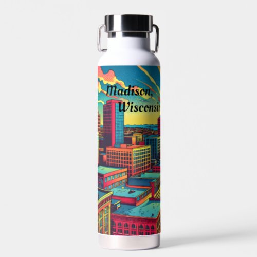 Madison Wisconsin Skyline at Sunset  Water Bottle