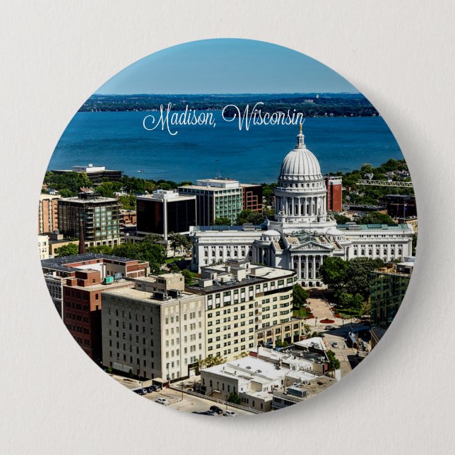 Madison, Wisconsin skyline Button (Front)