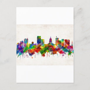Madison Wisconsin Skyline Holiday Postcard