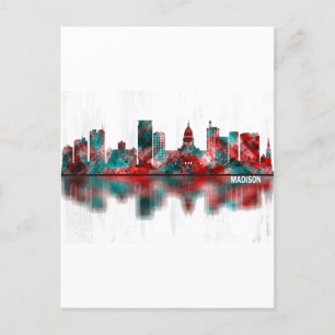 Madison Wisconsin Skyline Holiday Postcard