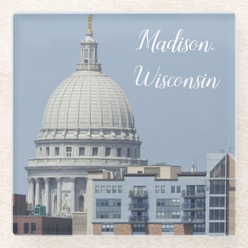 Madison Wisconsin State Capitol Glass Coaster