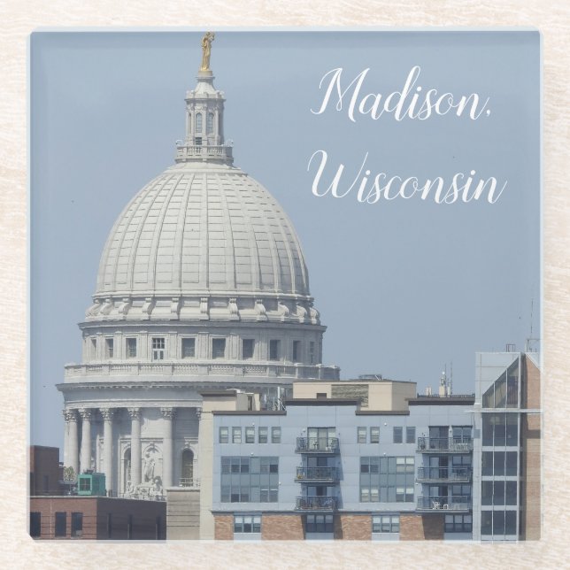 Madison, Wisconsin State Capitol Glass Coaster (Front)