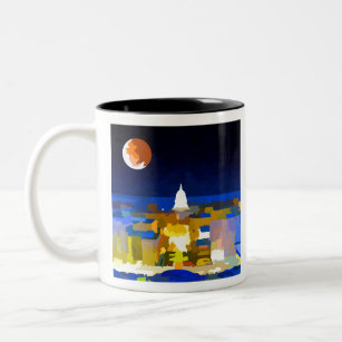 Madison Wisconsin Super Moon Skyline Two-Tone Coffee Mug