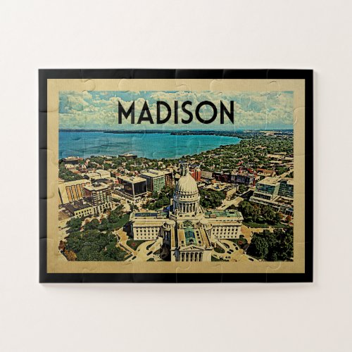 Madison Wisconsin Vintage Travel Jigsaw Puzzle