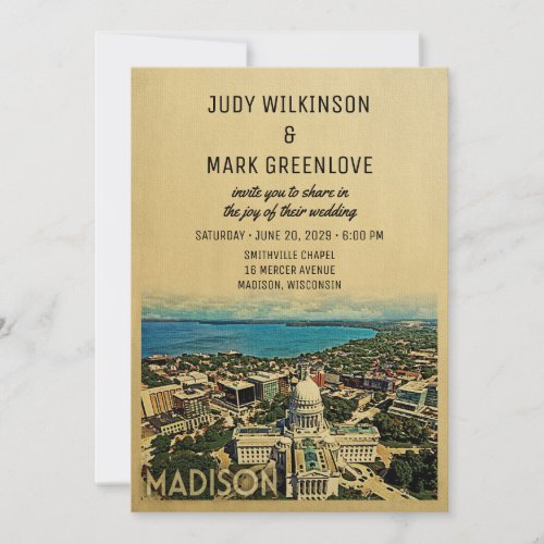 Madison Wisconsin Wedding Invitation Vintage