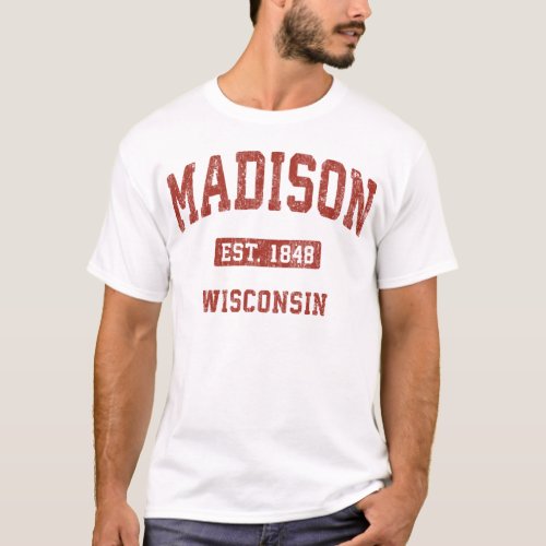Madison Wisconsin WI Vintage Athletic Sports Desig T_Shirt