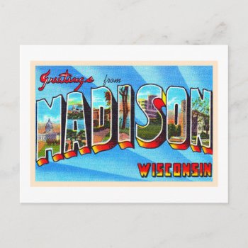 Madison Wisconsin Wi Vintage Large Letter Postcard by AmericanTravelogue at Zazzle