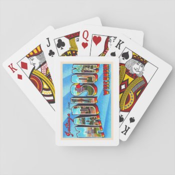 Madison Wisconsin Wi Vintage Large Letter Postcard Playing Cards by AmericanTravelogue at Zazzle