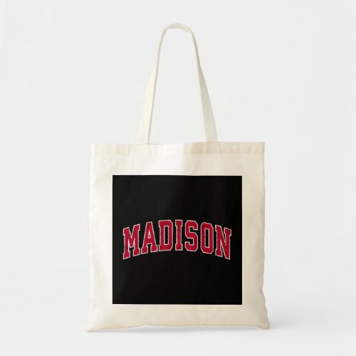 Madison Wisconsin WI Vintage Sports Design Red Des Tote Bag