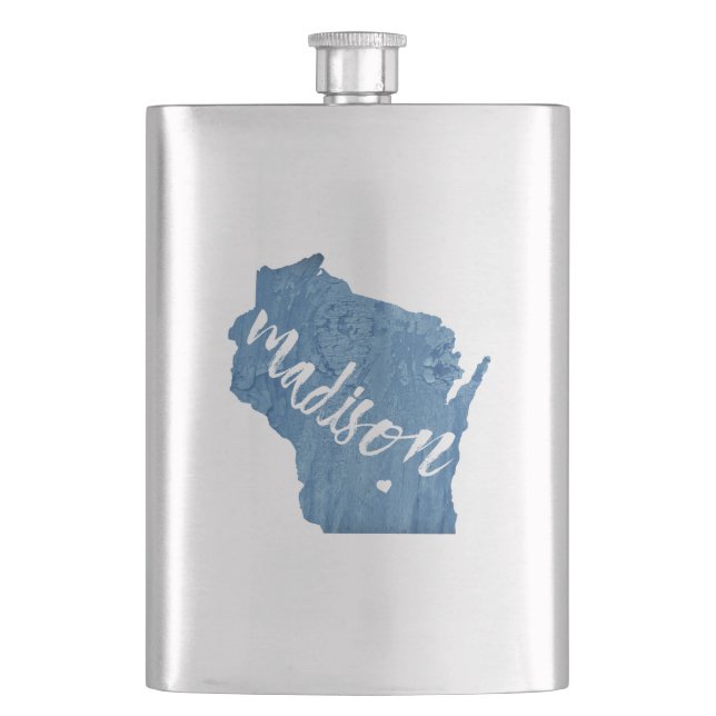 Madison, Wisconsin Wood Grain Flask (Front)