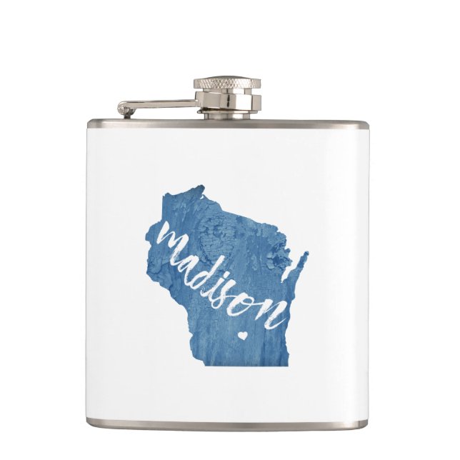 Madison, Wisconsin Wood Grain Flask (Front)