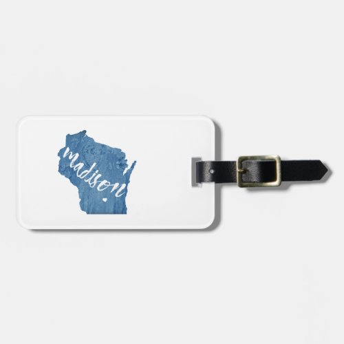 Madison Wisconsin Wood Grain Luggage Tag