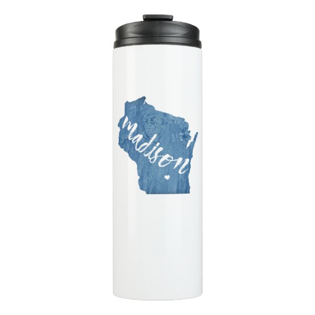 Madison, Wisconsin Wood Grain Thermal Tumbler (Front)