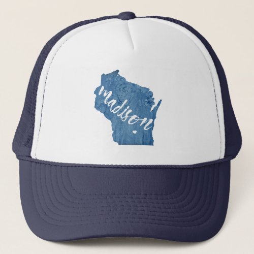 Madison Wisconsin Wood Grain Trucker Hat