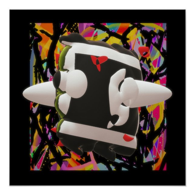 Madness art mosaic deep colors black framed poster (Front)