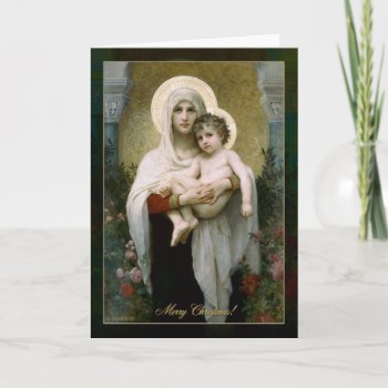 Madona With Roses Holiday Card by GoldenLight at Zazzle