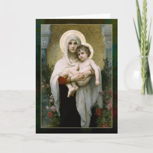 Madona with Roses Holiday Card (Front)