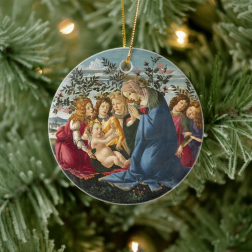 Madonna Adoring the Child with 5 Angels Botticelli Ceramic Ornament