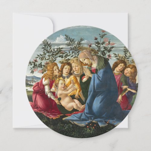 Madonna Adoring the Child with 5 Angels Botticelli Invitation