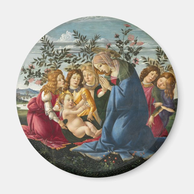 Madonna Adoring the Child with 5 Angels Botticelli Magnet (Front)