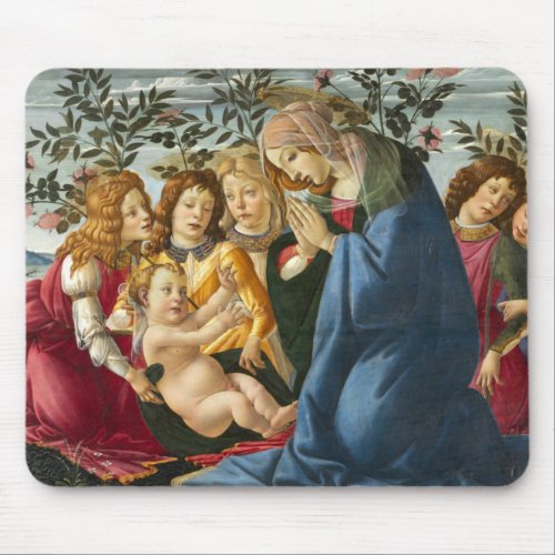 Madonna Adoring the Child with 5 Angels Botticelli Mouse Pad