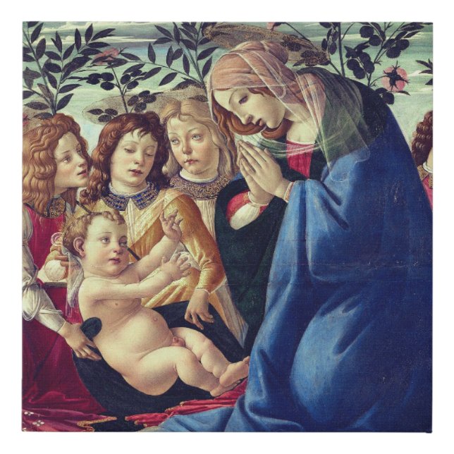 Madonna Adoring the Child with Five Angels Faux Canvas Print (Front)