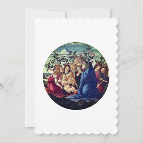 Madonna Adoring the Child with Five Angels Holiday Card