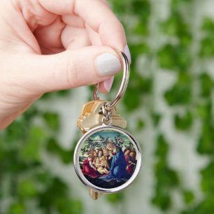 Madonna Adoring the Child with Five Angels Keychain