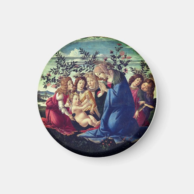 Madonna Adoring the Child with Five Angels Magnet (Front)
