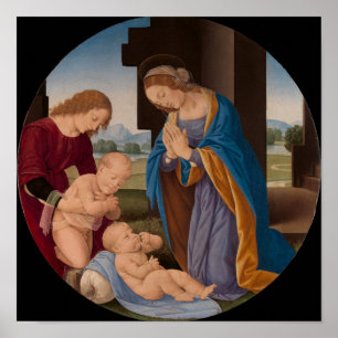 Madonna Adoring the Child with the Infant Saint Poster