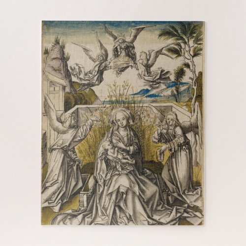 Madonna and Angels In A Landscape  c1500 Jigsaw Puzzle