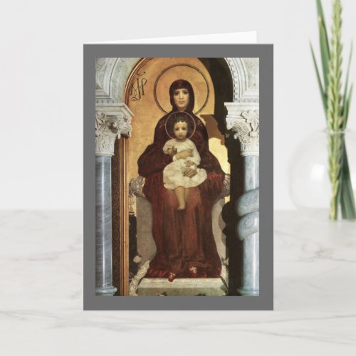 Madonna and Baby Jesus on Throne Holiday Card