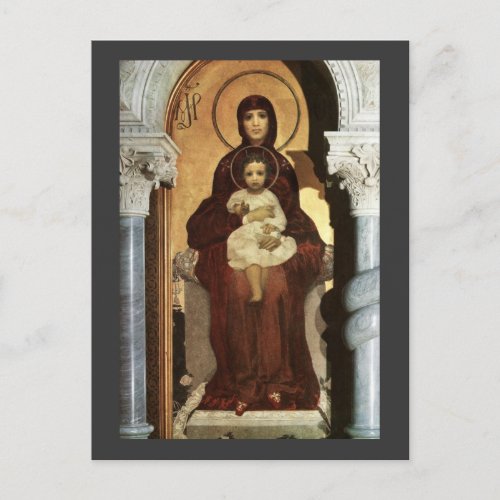 Madonna and Baby Jesus on Throne Postcard