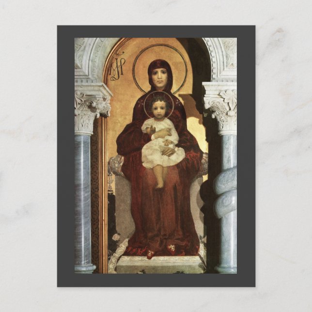 Madonna and Baby Jesus on Throne Postcard (Front)