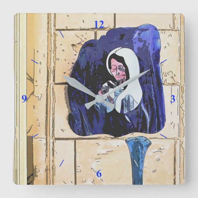 Madonna and Bottles Square Wall Clock (Front)