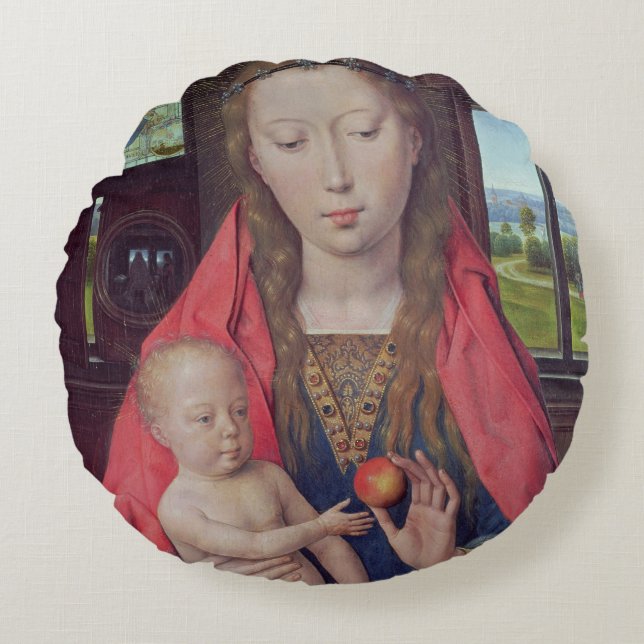 Madonna and Child 2 3 Round Pillow (Front)