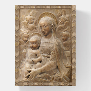 Madonna and Child Angels Marble Rustic Nativity Paperweight