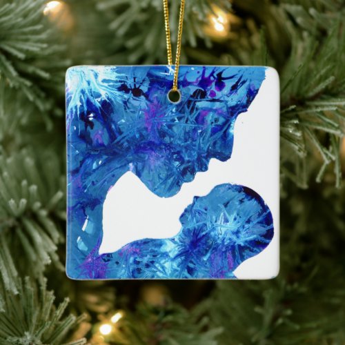 Madonna and Child Beautiful blue watercolor Ceramic Ornament