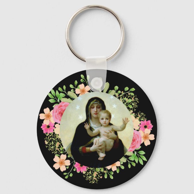 Madonna and Child Beautiful Virgin Mary and Jesus Keychain (Front)