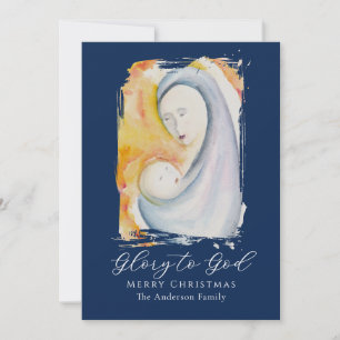 Madonna and Child Bible Verse Calligraphy Script Holiday Card