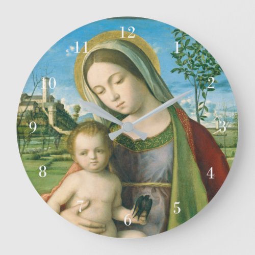 Madonna and Child by Giovanni Bellini Religious Large Clock