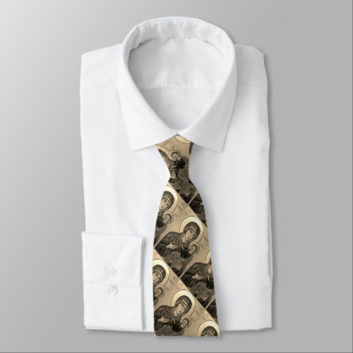 Madonna and child catholic church pattern neck tie