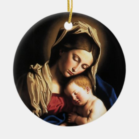 Madonna And Child Ceramic Ornament