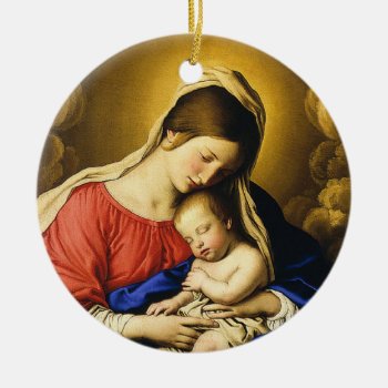 Madonna And Child Ceramic Ornament by VintageFactory at Zazzle
